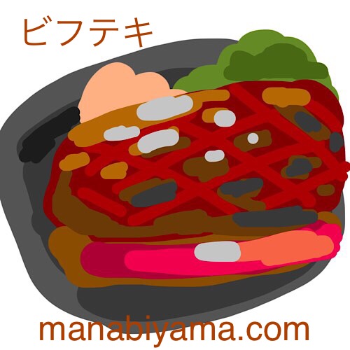 ”絵しりとり・ビフテキ”